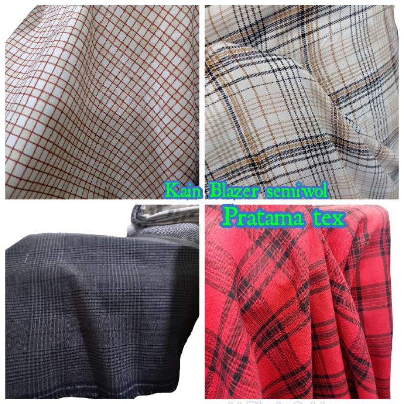 TERBARU.. KAIN SEMIWOL UNTUK BLAZER~KAIN SEMIWOL MOTIF KOTAK~KAIN BLAZER, JAS, CELANA, ROMPI