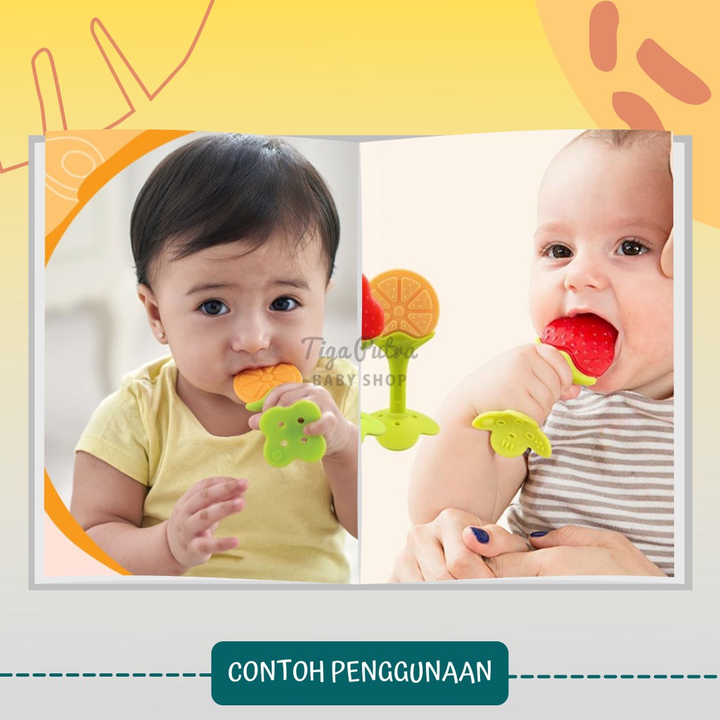 BABY TEETHER BUAH / GIGITAN GIGIT PEGANGAN BAYI BUAH APEL JERUK