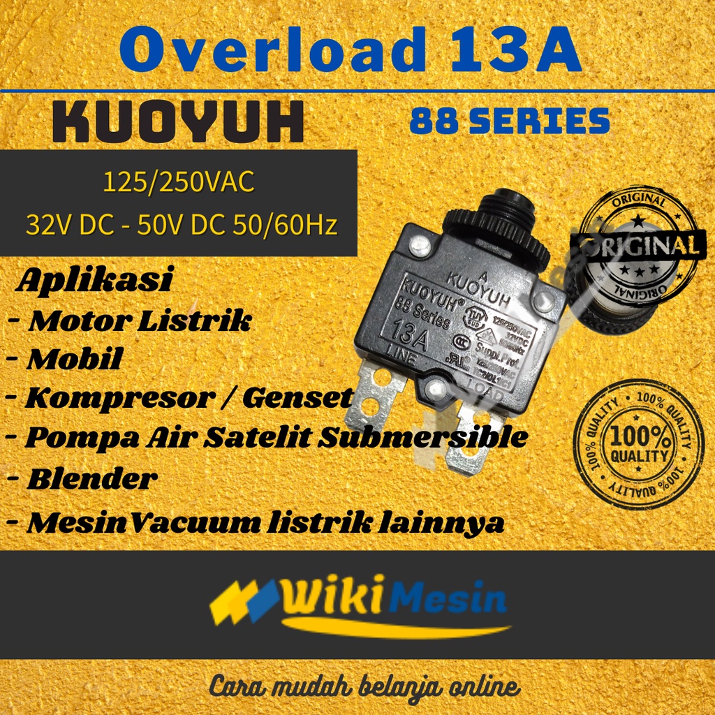 Overload Pompa Air 13A Seri 88 Kuoyuh Overload genset overload kompresor overload circuit protector