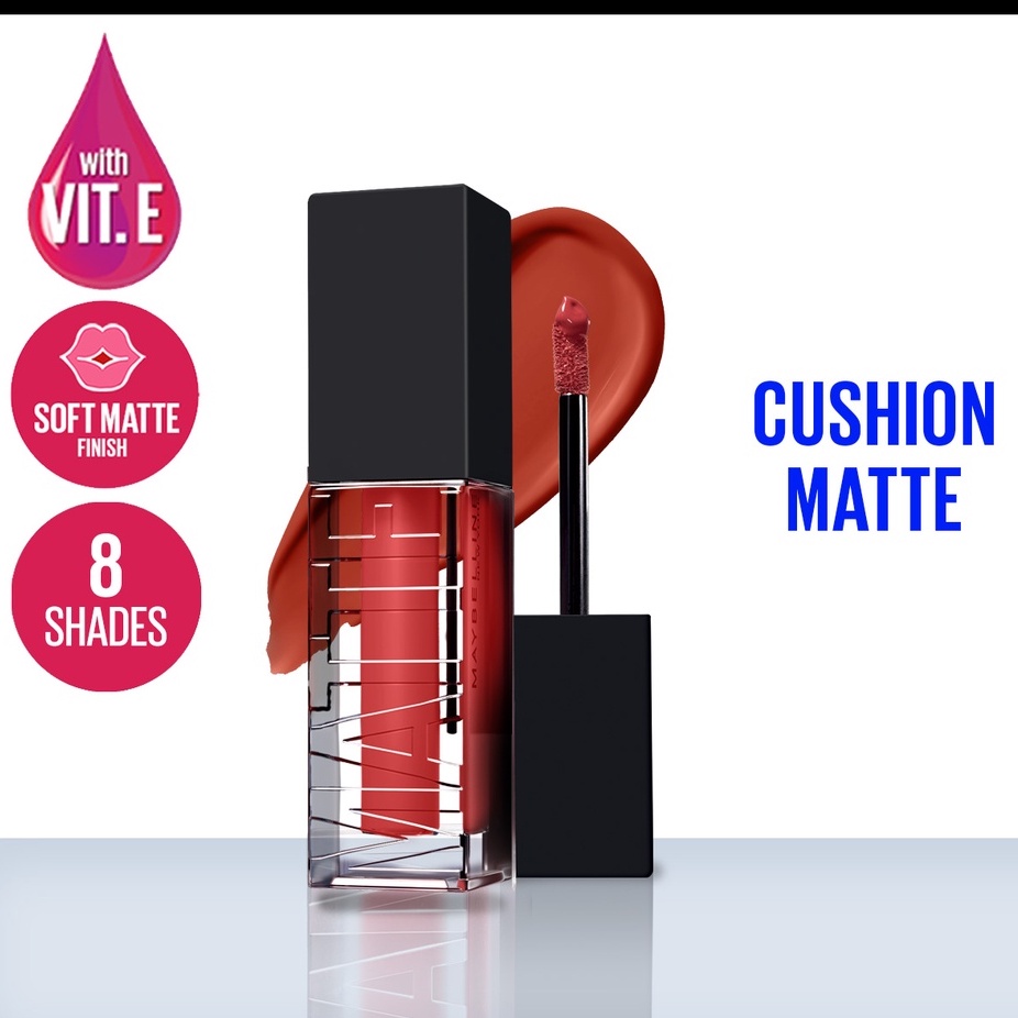 Maybelline Cushion Matte Lip Cream - Lipstick Soft Velvet Finish Lembut & Ringan [Lipstik Cream] myb