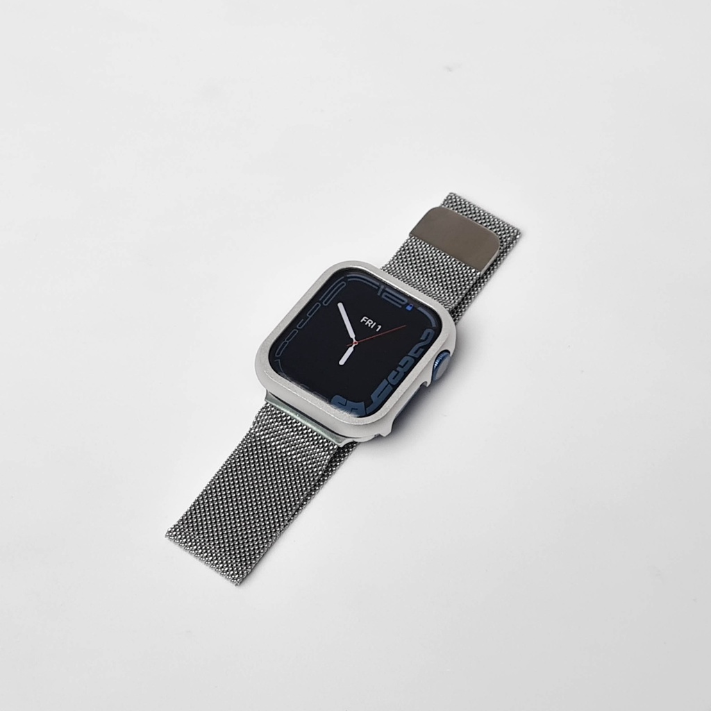 Strap Stainless Milanese + Luxury Metal Case untuk Apple Watch IWO HW 45 44 42 41 40 38mm Tali Jam Tangan Premium iWatch series 1 2 3 4 5 6 7 8 9 ULTRA SE