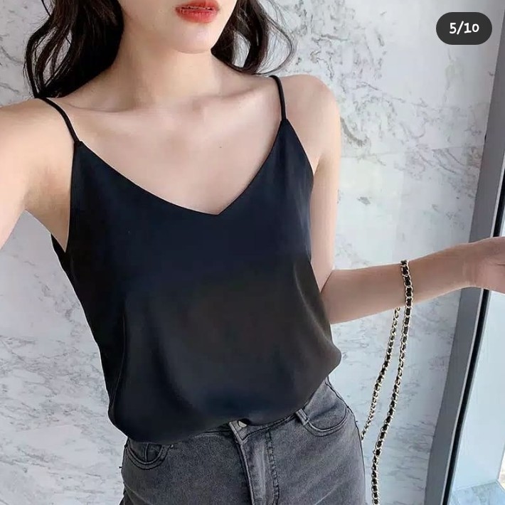 ATIKA Tank Top Crop/Singlet Crop Wanita Bahan Satin Premium 071