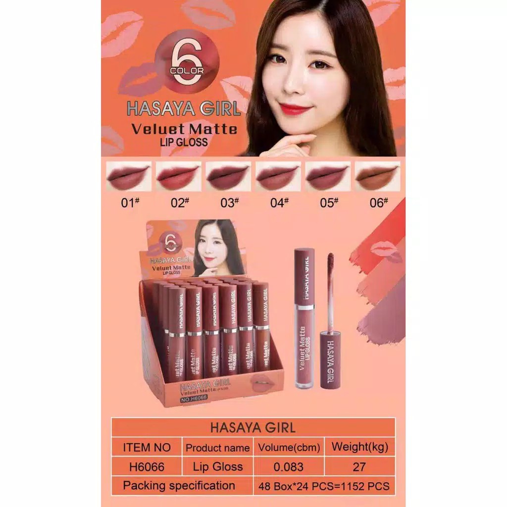 (CYBER) COD TERBARU LIPCREAM HASAYA VELVET ORIGINAL 6 WARNA MATTE