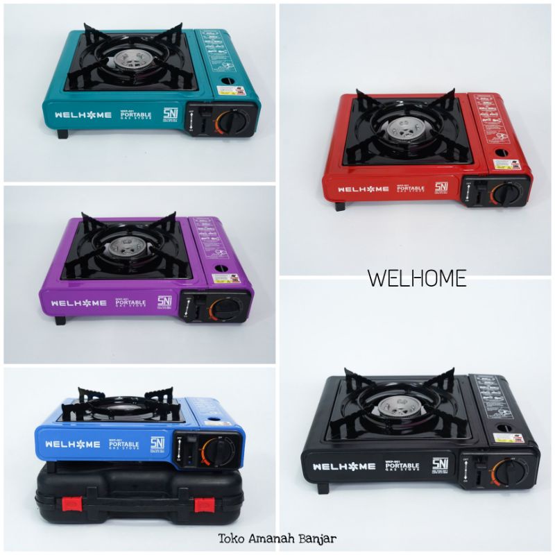 [2in1] Welhome Kompor Gas Portable 2 in 1 | Gas Kaleng & Gas Elpiji 3/12kg | Bonus Tas Kompor | Komp