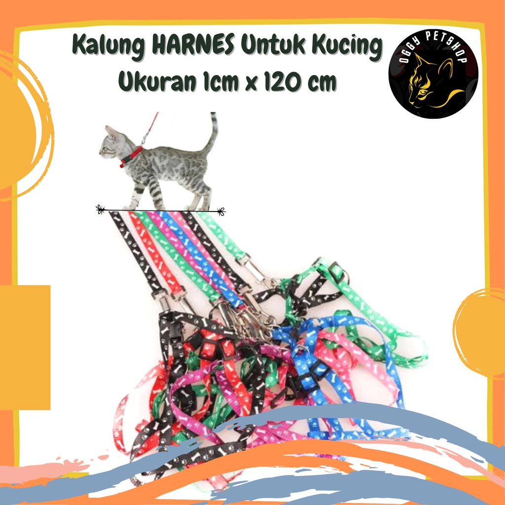 Kalung HARNES Untuk Kucing Ukuran 1cm x 120 cm MOTIF