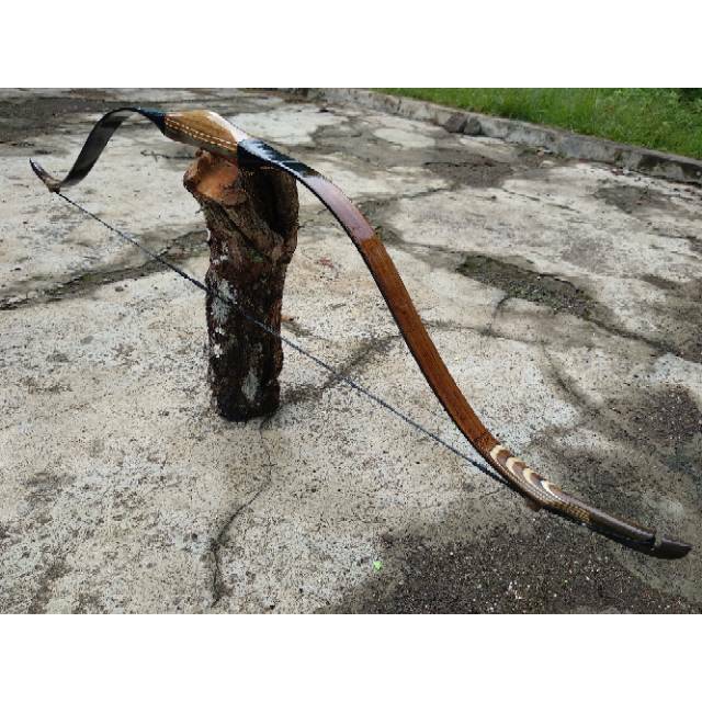 Busur panah horsebow fiber bending laminasi kayu siyah lapis legit 60 lbs