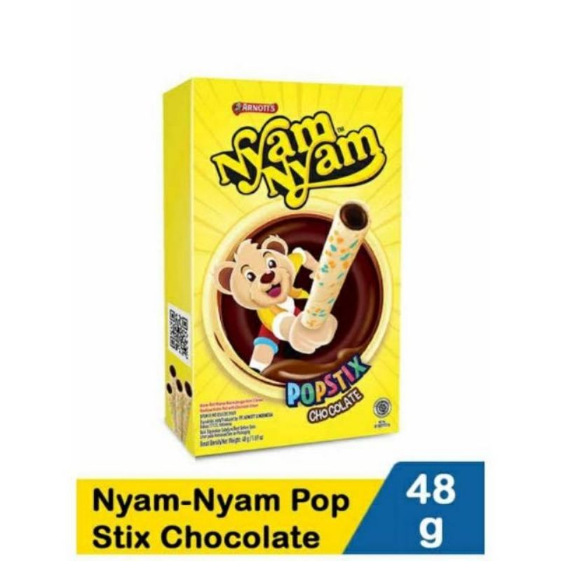 Arnotts nyam nyam pop stix wafer roll warna warni krim coklat 48 gram