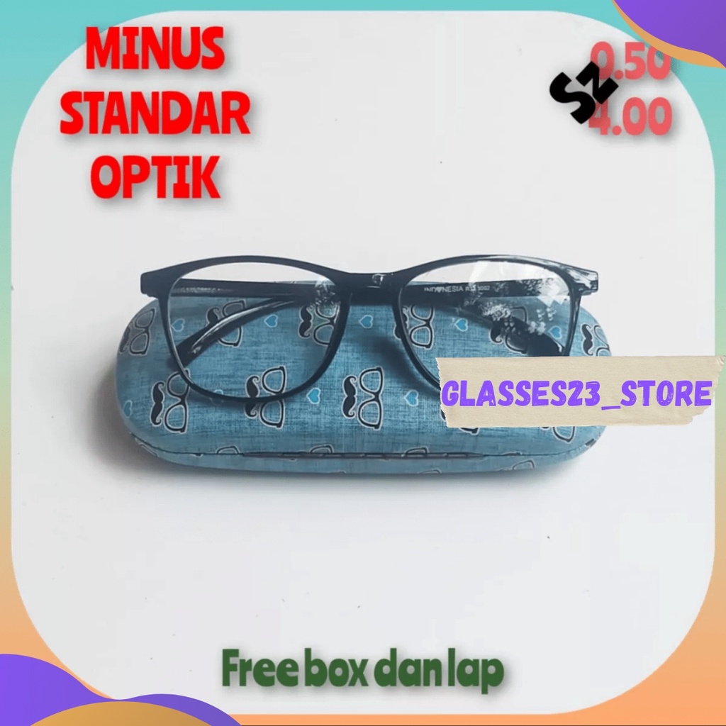 Kacamata Lensa Minus Korean Rabun Jauh Frame Optik Unisex (0.50-4.00) Wanita Pria Terbaru