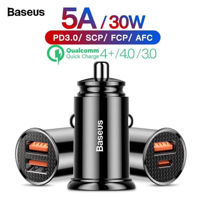 Baseus Mini Car Charger 30W Quick Charge QC4.0+