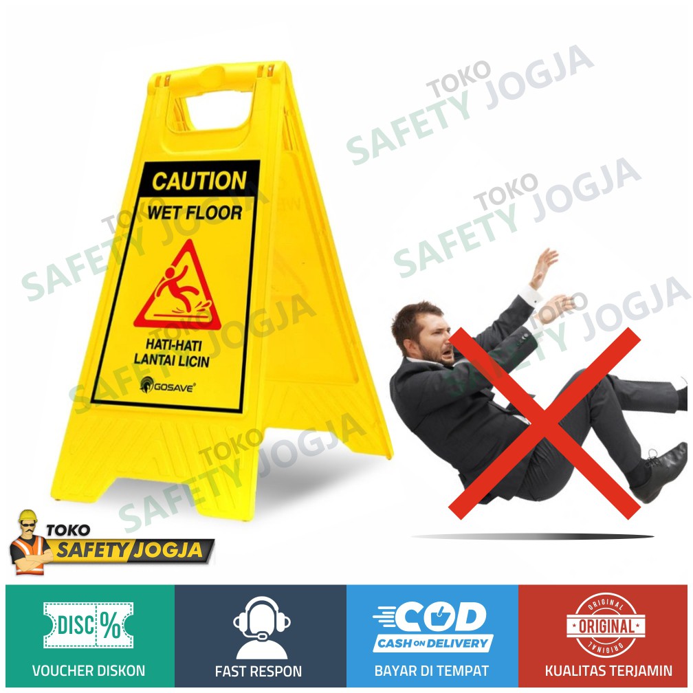 PAPAN PERINGATAN AWAS LANTAI BASAH LICIN CAUTION WET FLOOR GOSAVE