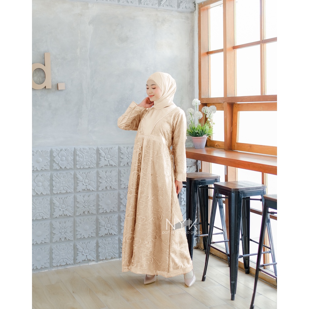 (BISA COD - TERMURAH - SPESIAL LEBARAN) GAMIS MUSLIM KEKINIAN DRESS LISA - MAXI DRESS PESTA TERBARU - GAMIS BROKAT TILLE MUTIARA MIX PAYET PREMIUM