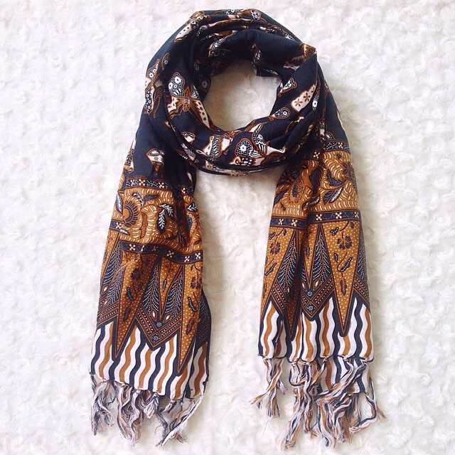 Omah Etnik Syal Batik / Scarf Batik / Shawl Batik / Selendang Batik Sogan Kupu