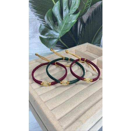 Gelang tali rajut warna kombinasi emas