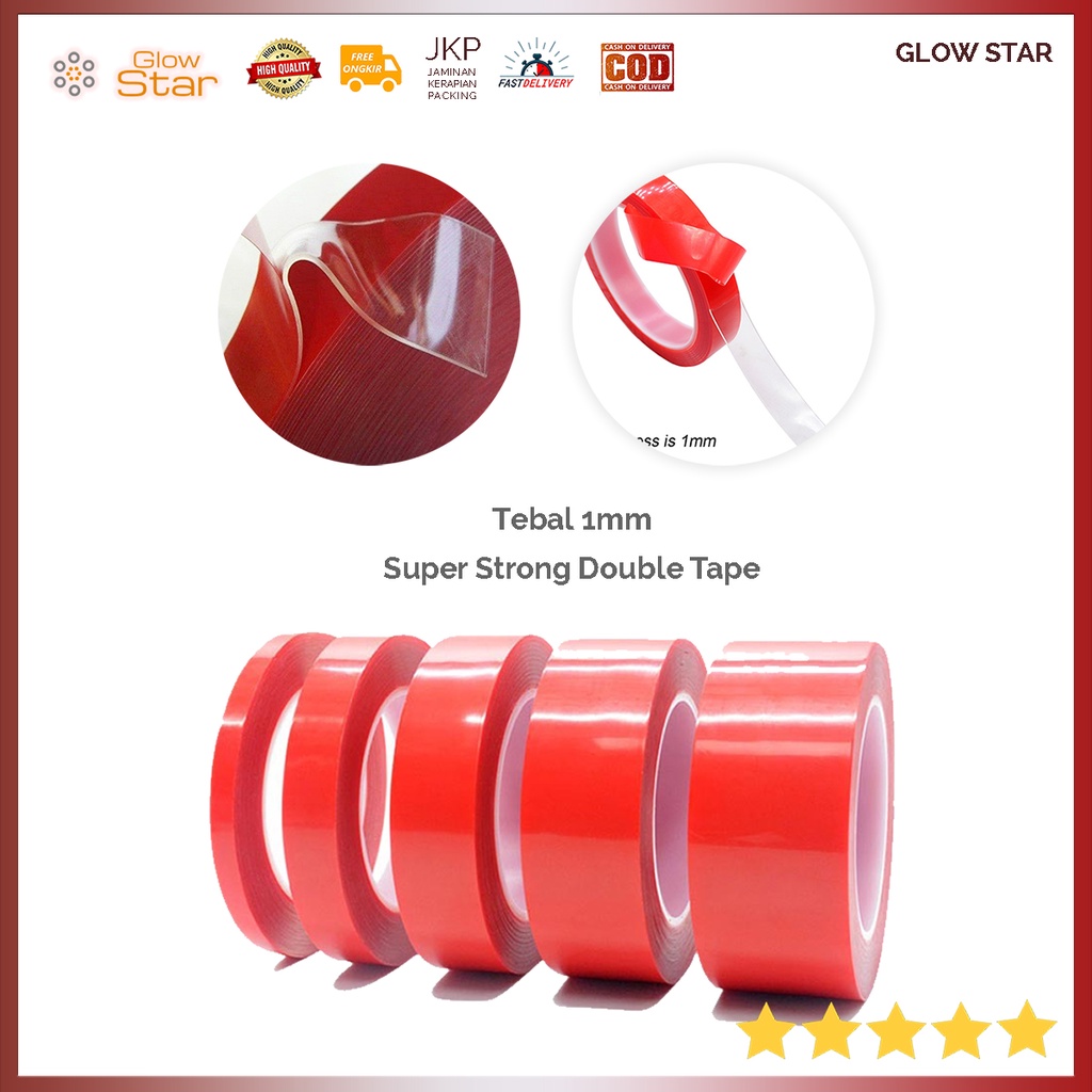 Perekat lakban isolasi Double Tape Acrylic Adhesive Foam Sponge / Transparent 3 meter