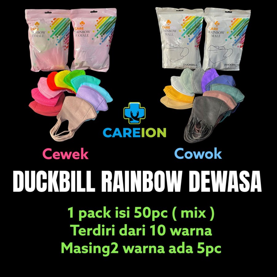 Careion - Masker Careion Duckbill Rainbow Dewasa isi 50pcs