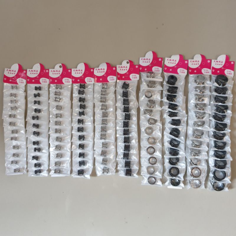 Percing Plong Ear Plug Stainless Steel 12buah Kulakan Grosir