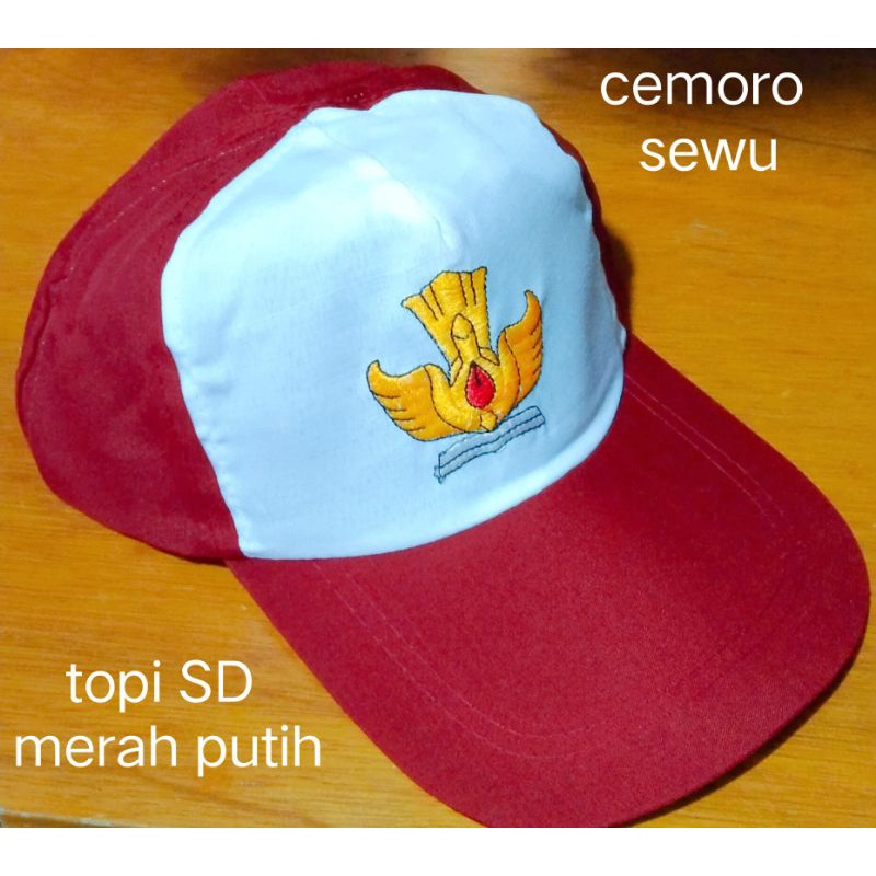 Topi sekolah SD sekolah dasar merah putih loggo bordir