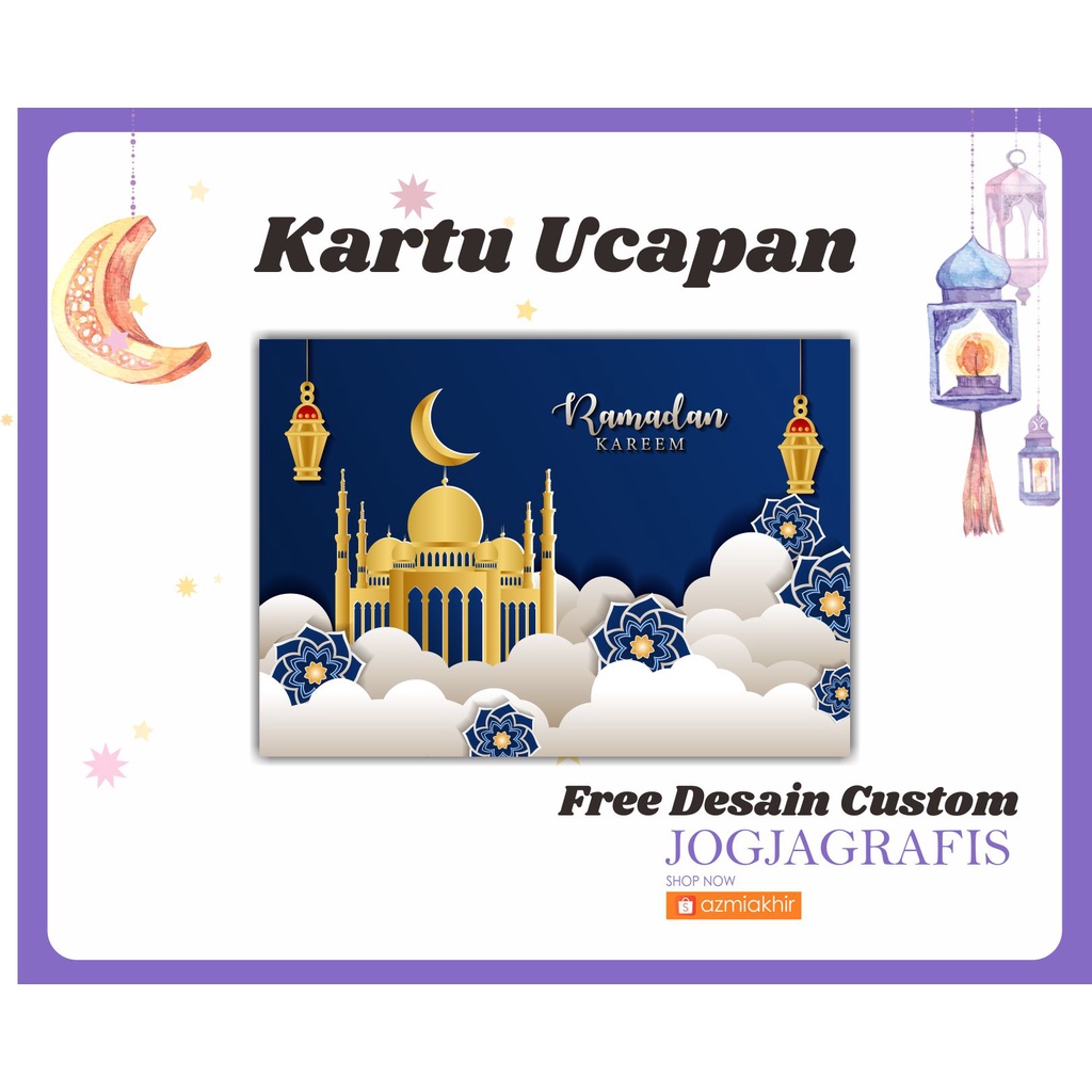 Kartu Ucapan Ramadhan / Lebaran 1443 H / 2022 / 1 Pack [ isi 100 ] Free Desain Custom