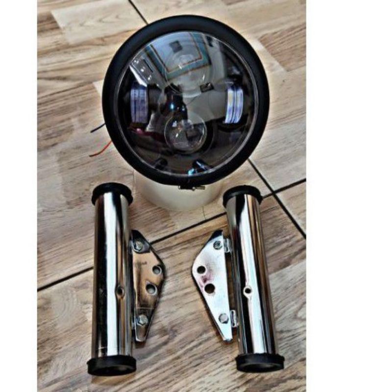 Lampu Daymaker 5 inch Led reflektor Headlamp Lampu depan Cb Japstyle megapro Set breket dudukanlampu