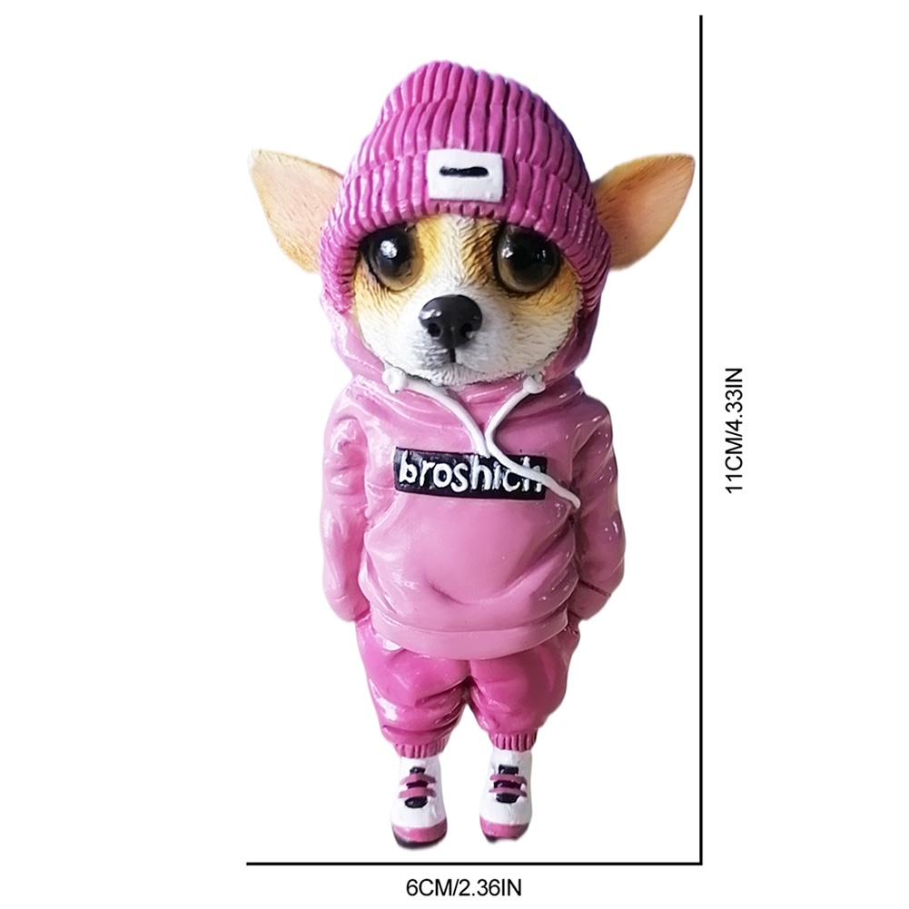 Ornamen Boneka Anjing Chihuahua Bahan Resin Handmade Untuk Dekorasi Rumah