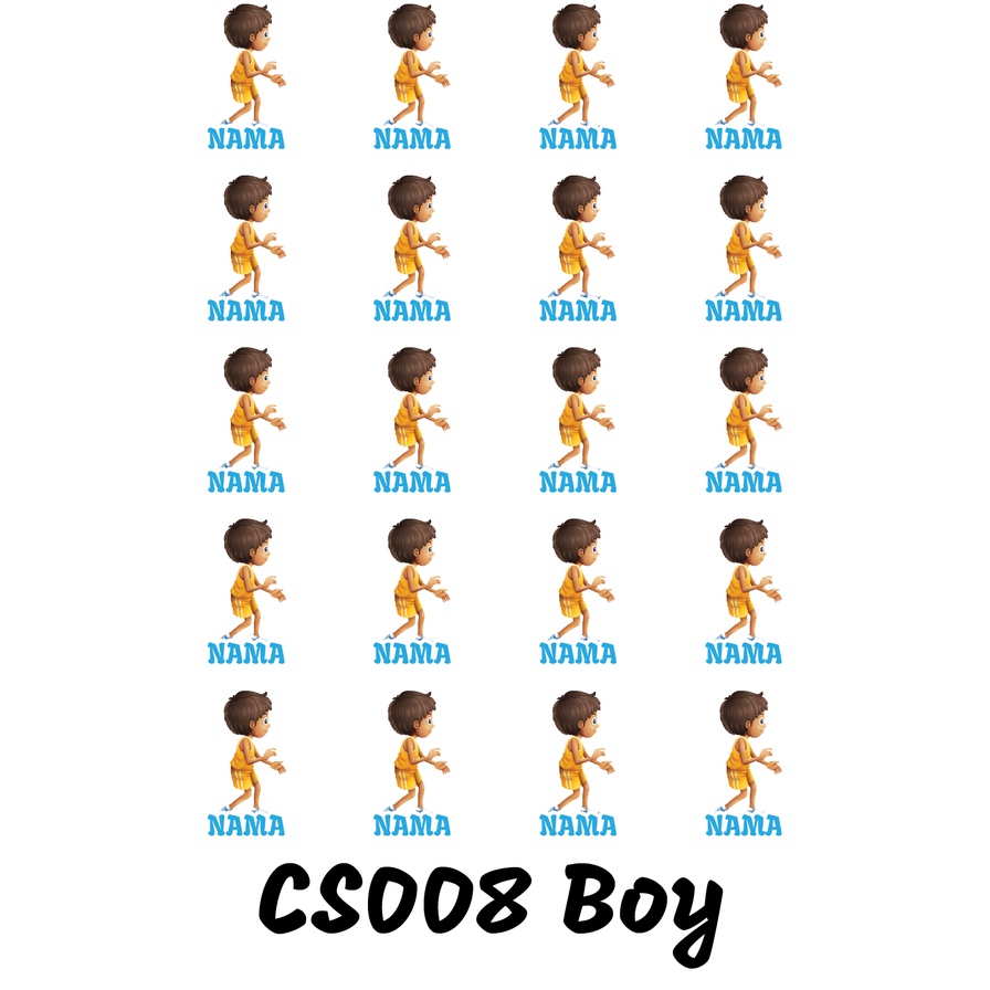 

Sticker Nama Cutting Label Waterproof Tahan Air Boy Sport 08 (CS008)