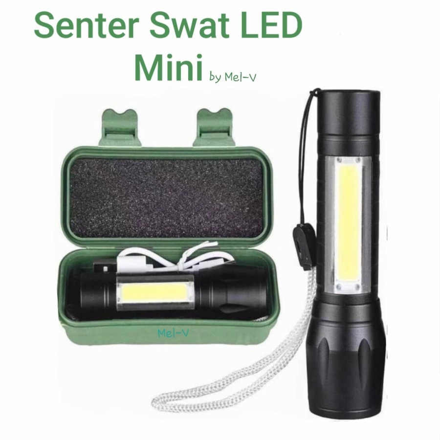 Senter Led Senter Mini XPE COB Led Swat Police Light Recharge