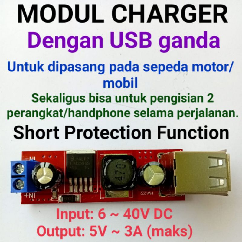 Modul Charger Step down LM2596s Dobel USB