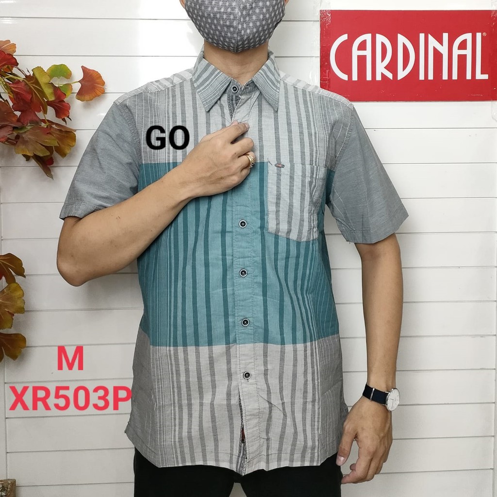 gof M CARDINAL KEMEJA CASUAL Pakaian Atasan Pria Kemeja Reguler Hem Casual Santai Lengan Pendek