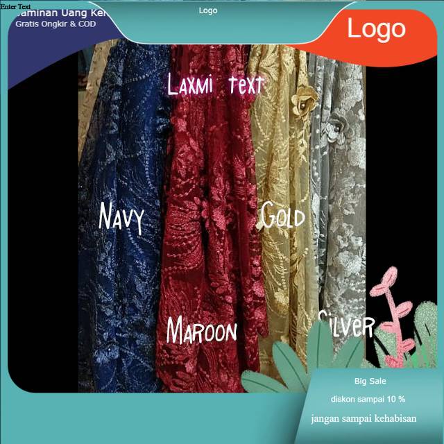 Kain Tille 3D / bahan tile 3d /cocok untuk dress gaun seragaman gamis atasan kebaya dll TERBARU