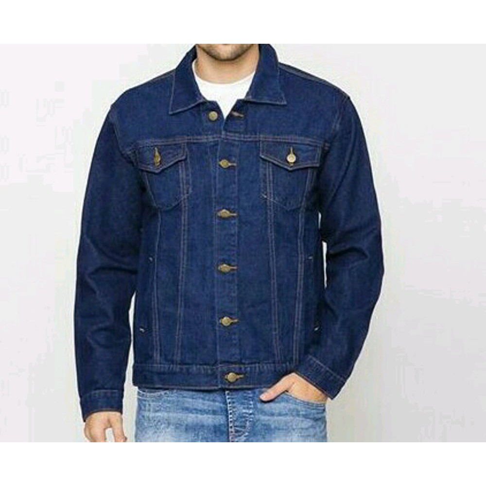 Jaket Jeans Pria Lengan Panjang Denim COWOK Murah Warna Biru Kualitas Impor Size M-XL
