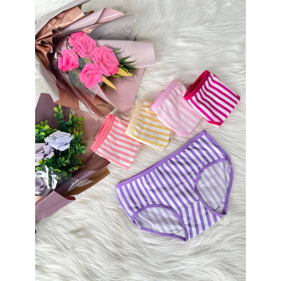 ASK Celana Dalam Wanita CD Wanita Bahan Katun Motif Salur Besar | Celana Dalam Remaja Motif Import Underwear Wanita CD56