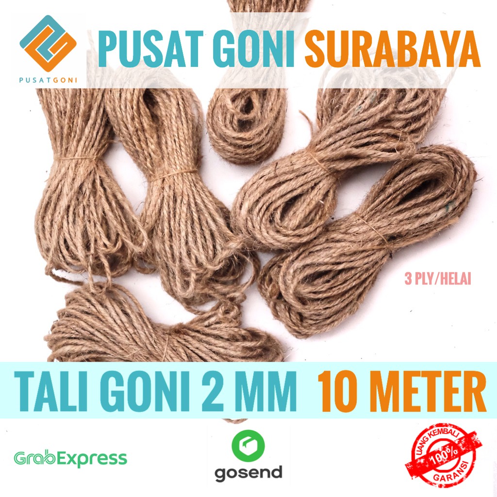 

Tali Goni 3 Ply 10 Meter - Tali Rami 2MM - Tali Undangan - Tali Ikat Hampers - Tali Souvenir