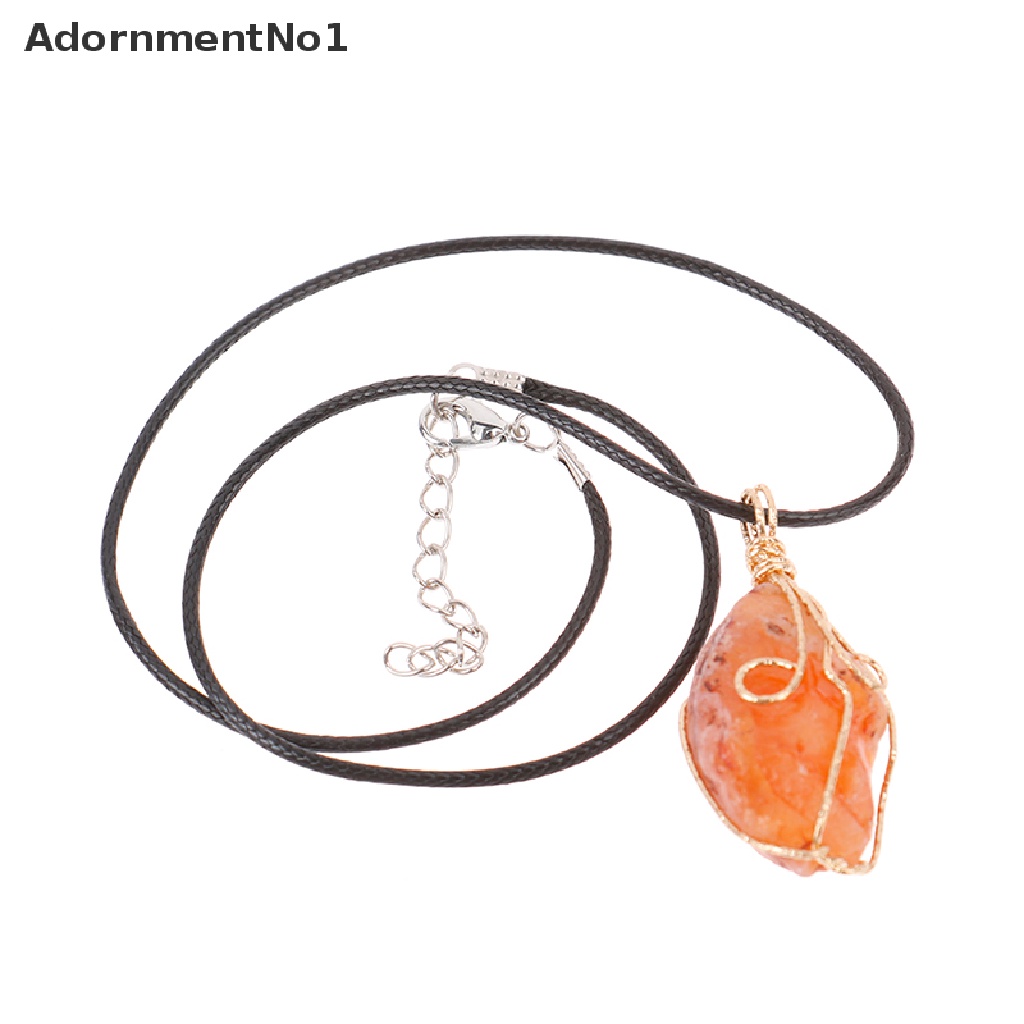 (AdornmentNo1) Kalung Tali Dengan Liontin Batu Kristal Chakra July Birthstone Untuk Pria / Wanita