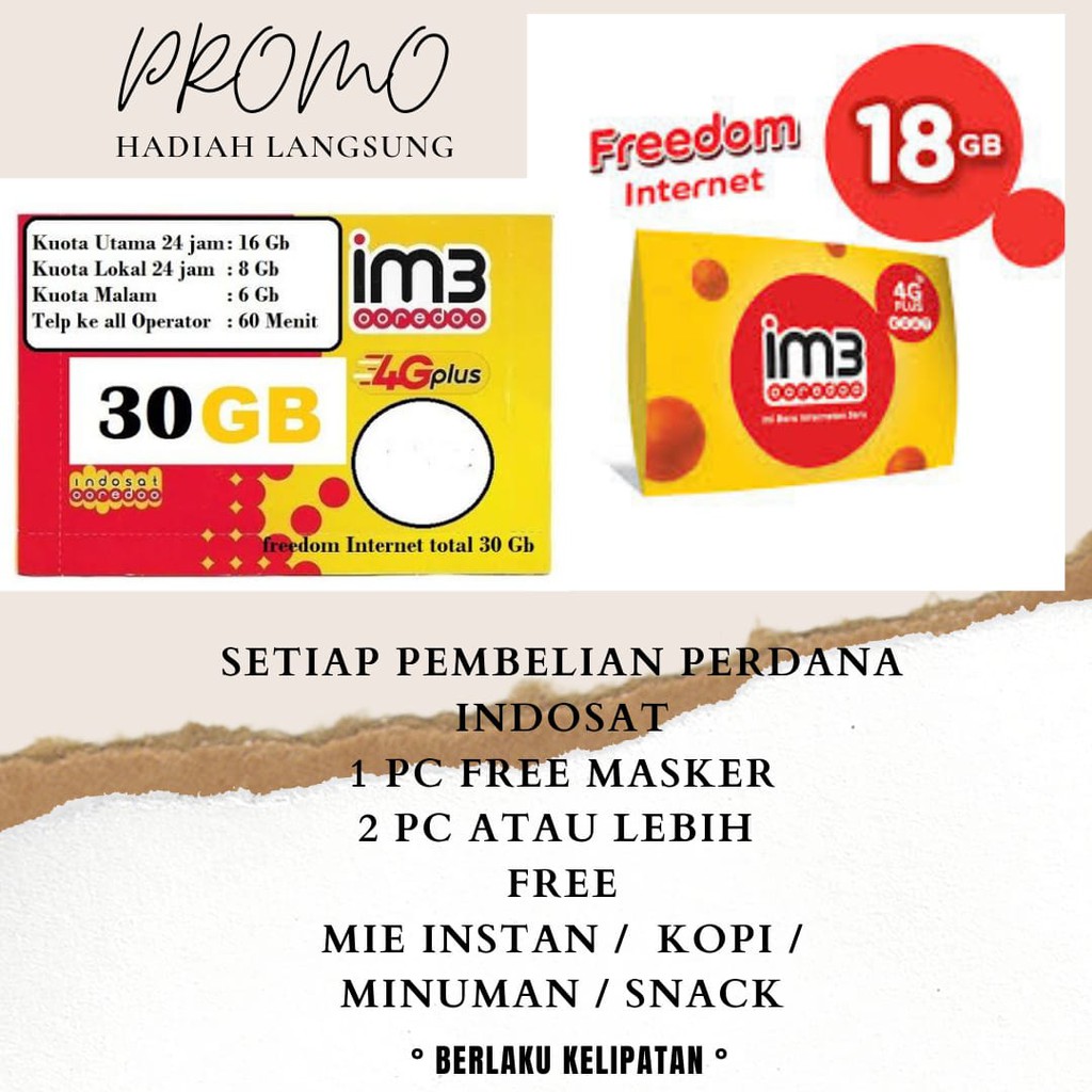Perdana indosat freedom INTERNET 18GB