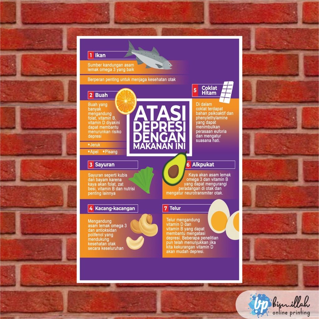 Poster Kesehatan Atasi Depresi dengan Makanan ini