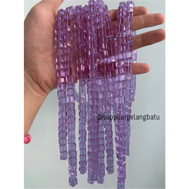 kristal Ceko kotak 8 x 8mm SOFT PURPLE QUARTZ crystal bross manik ungu