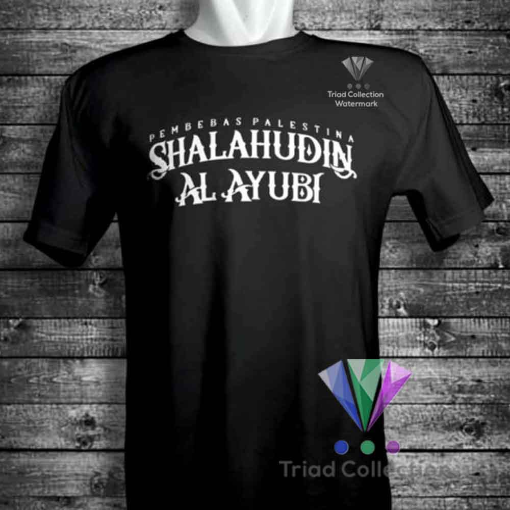 Kaos Dakwah Islami Shalahudin Al Ayubi Pembebas Palestina Palestine Premium Distro Muslim Tshirt 483-HITAM