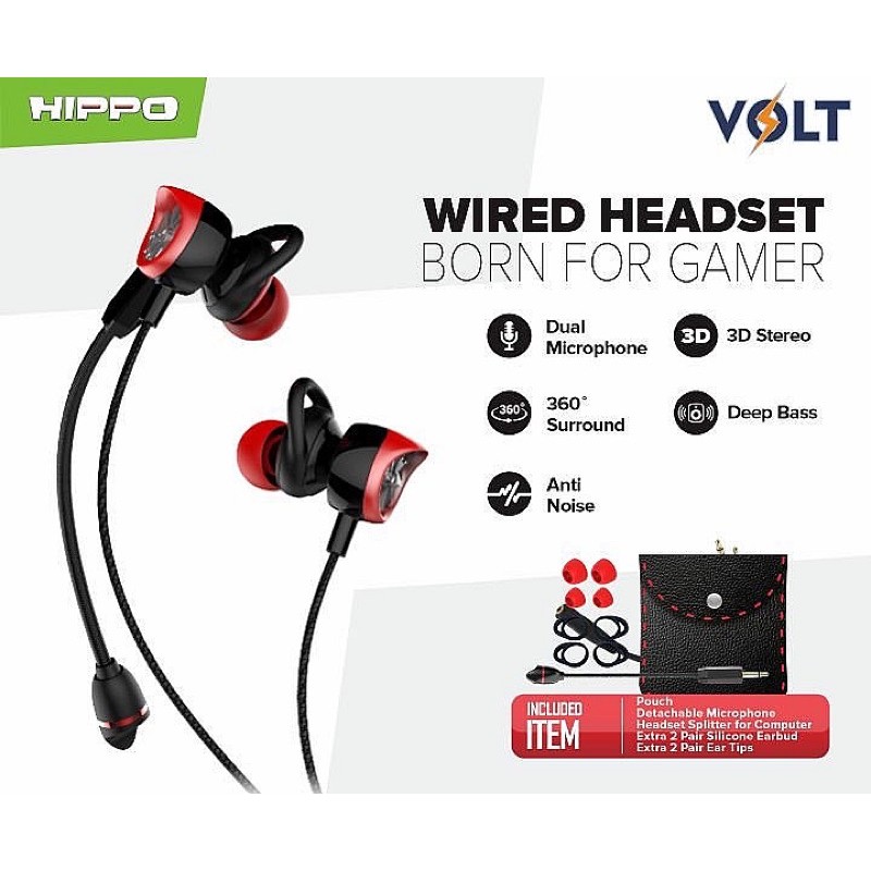 HIPPO HEADSET WIRED GAMING VOLT EARPHONE