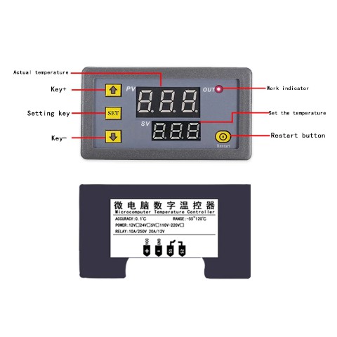 Termostat Thermostat  Digital Temperature Controller AC 220V W3230 Pengatur Pengontrol Suhu