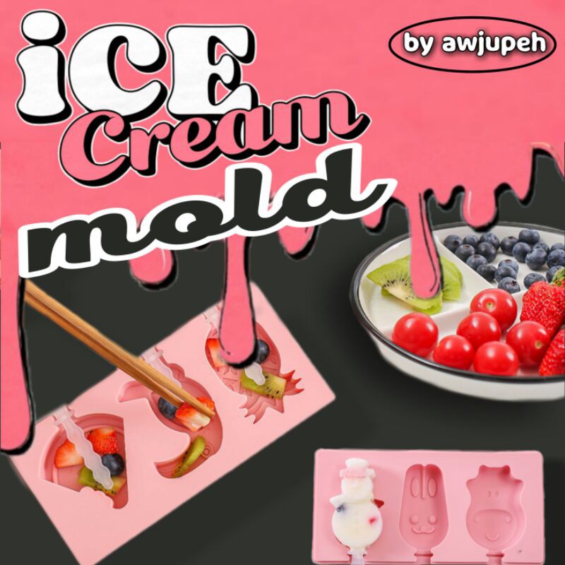 Cetakan Es Krim dan Puding Lucu Unik Aneka Karakter bahan Silikon Ice Cream Mold
