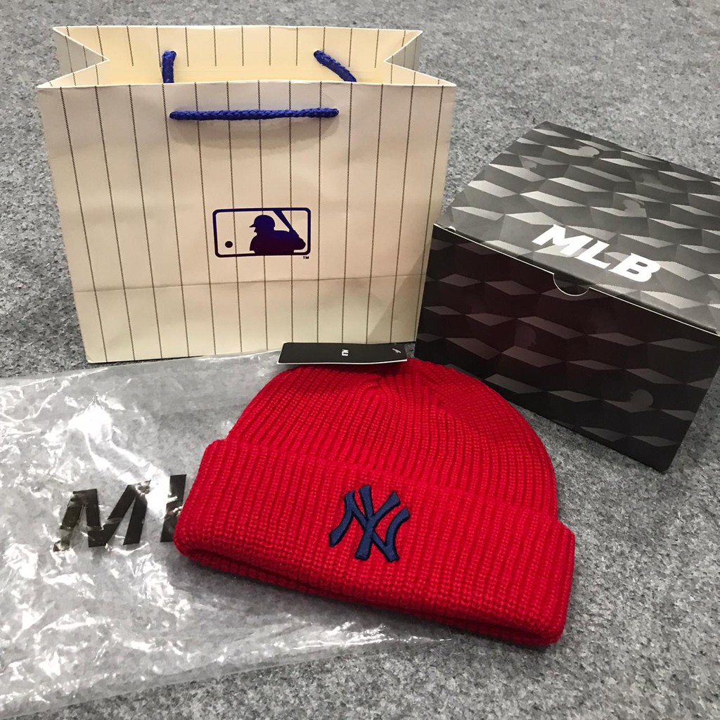 Topi MLB Original Import - NY Kupluk Classic Red Logo Navy