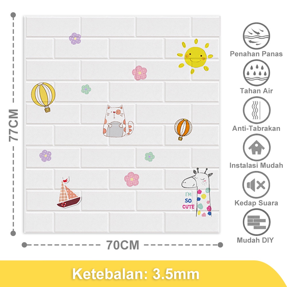 Wallpaper Dinding Foam 3D Dekor Kamar Motif Batu Bata Wallpaper High Quality-Girrafe(3.5mm)