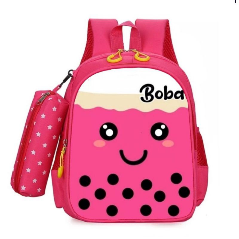 Tas anak ransel karakter Boba 3in1 - tas + waistbag+ tempat pinsil