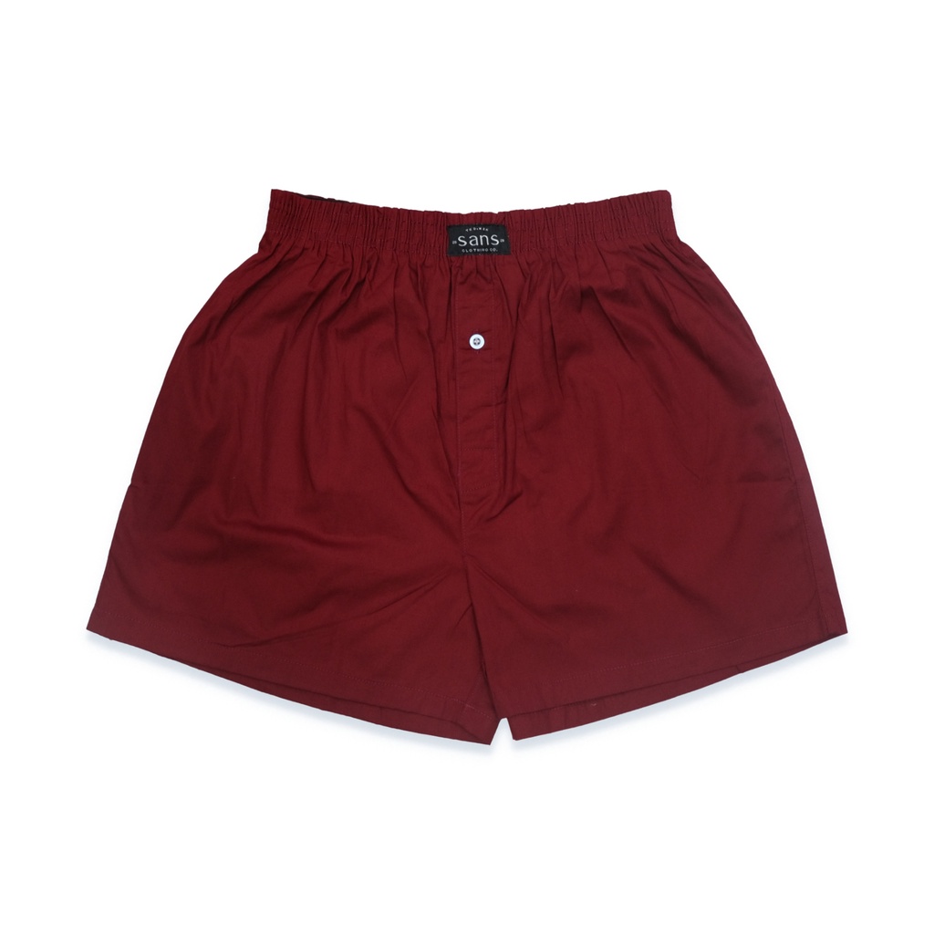 SANVANINA BO-06J Celana Boxer Unisex Polos Maroon Basic | Celana Santai | Celana Pendek | Boxer Maroon