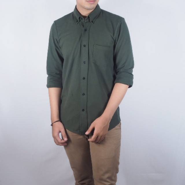 (BAYAR DITEMPAT) KEMEJA PANJANG PRIA PIQUE SLIM FIT