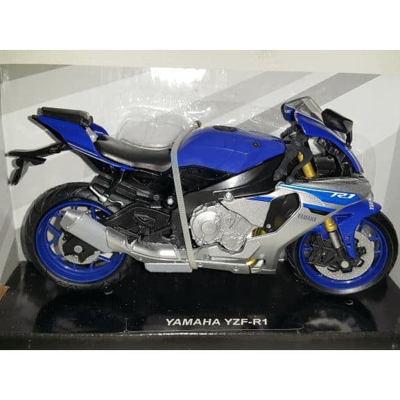 Diecast Motogp - Diecast Ducati - Diecast New Ray Vespa Yamaha Yzf-R1 Skala 1:12 Newray - Biru