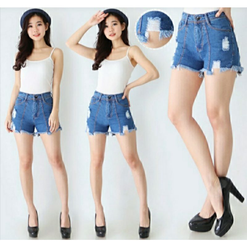 Celana hotpants frontline Ripped premium size 27-34