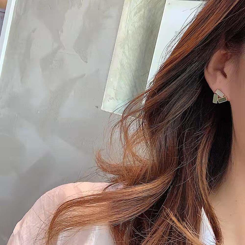 Mxbeauty Anting Wanita Retro Sederhana Gadis Hadiah Aksesoris Pesta Paduan Gaya Korea Anting Persegi Panjang