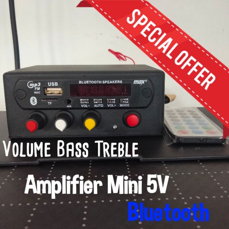 Ampli Amplifier Mini Class D Bluetooth 5V Volume Bass Treble