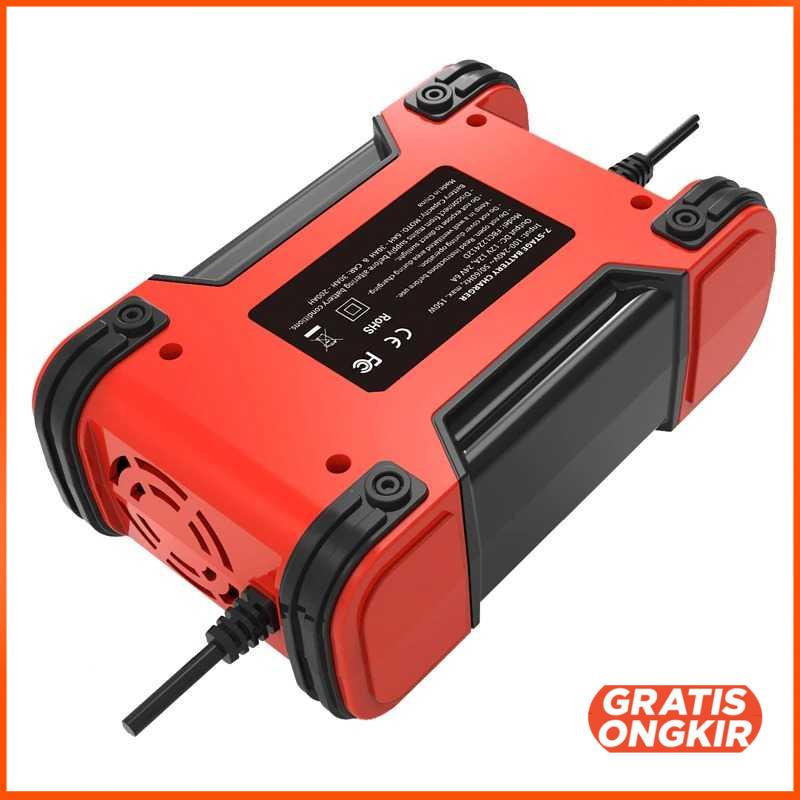 Charger Aki Mobil Motor 105W 12-24V 12A 200Ah with LCD